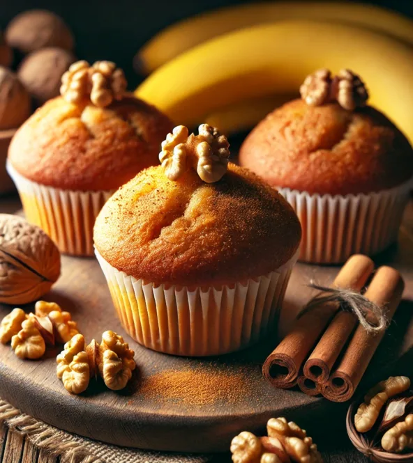 Muffins aux bananes et aux noix