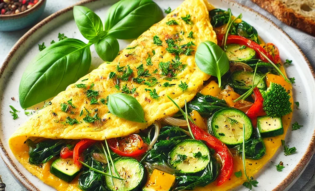 Omelette aux légumes et herbes fraîches