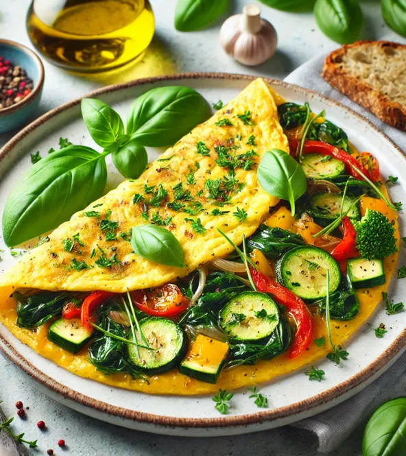 Omelette aux légumes et herbes fraîches