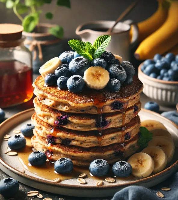 Pancakes avoine et myrtilles sains