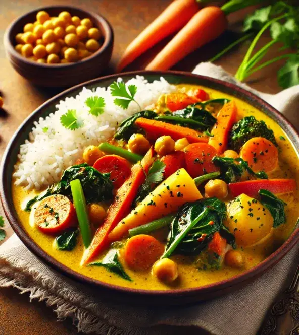 Curry de légumes au lait de coco et pois chiches