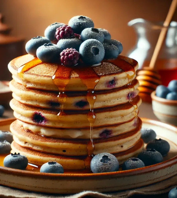 Pancakes à la farine d'épeautre et myrtilles
