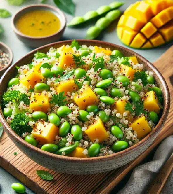 Salade de quinoa, edamame et mangue
