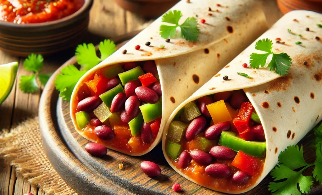 Wraps végétariens aux haricots rouges et poivrons