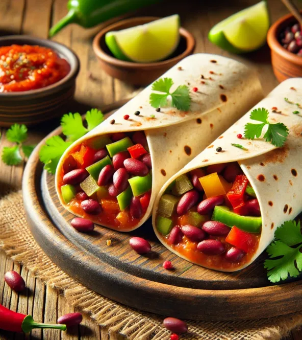 Wraps végétariens aux haricots rouges et poivrons