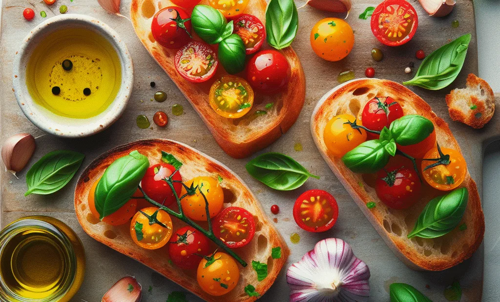 Bruschetta légère aux tomates cerises et basilic frais