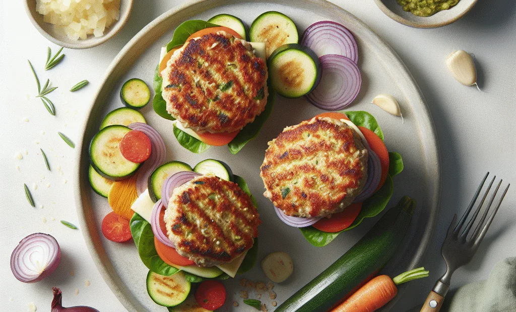 Burgers de poulet et légumes à la méditerranéenne (sans pain)