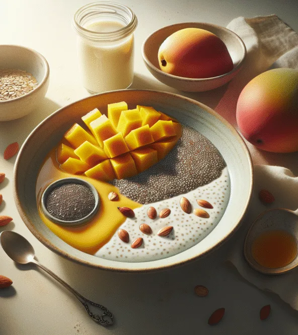 Chia pudding vanille et purée de mangue fraîche