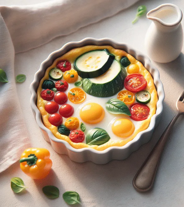 Mini-frittata aux légumes du soleil et basilic frais