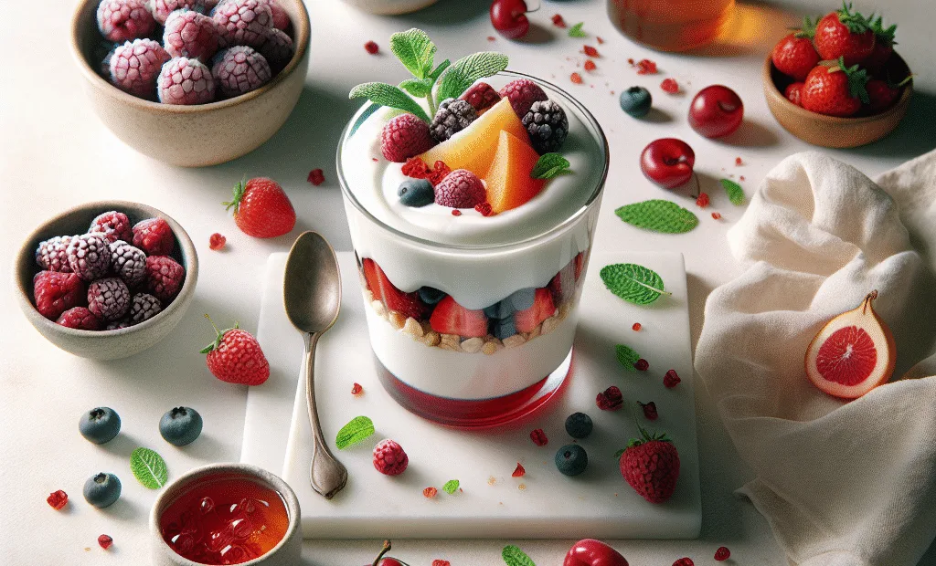 Parfait glacé aux fruits rouges et yaourt de brebis