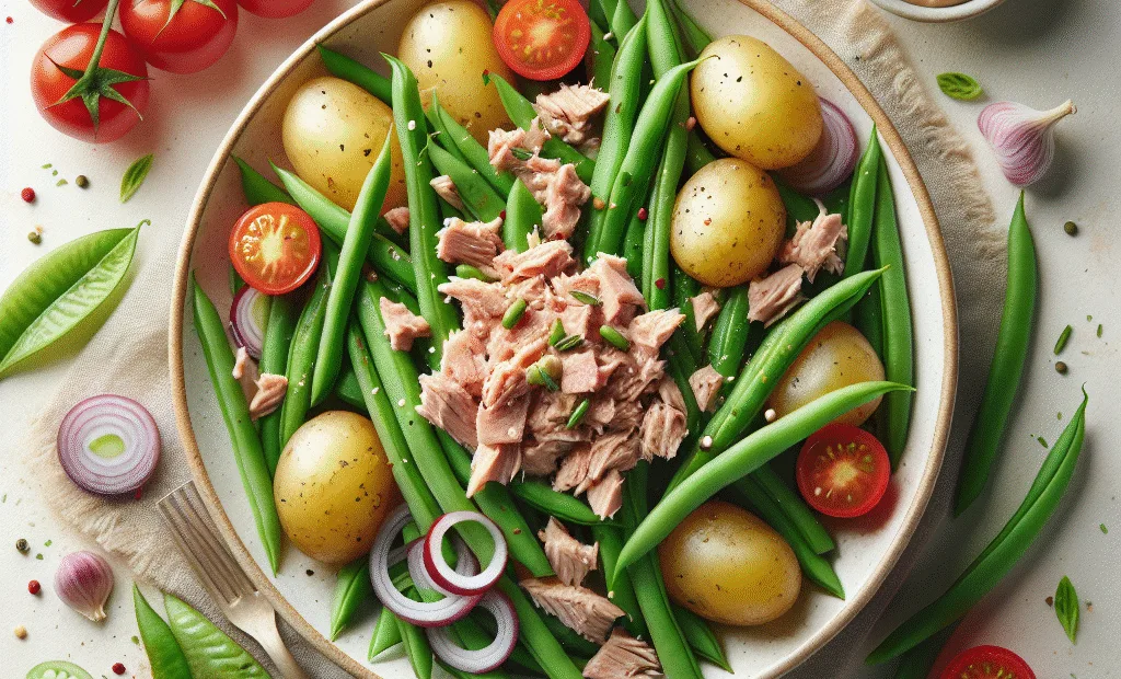 Salade de haricots verts, thon et pomme de terre nouvelle
