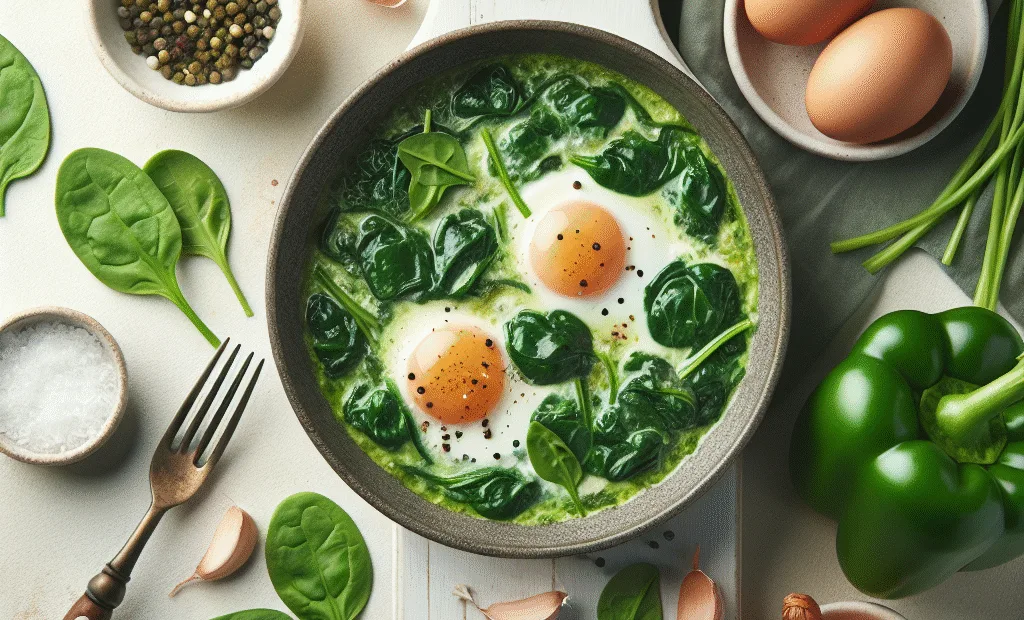 Shakshuka verte aux épinards et œufs pochés
