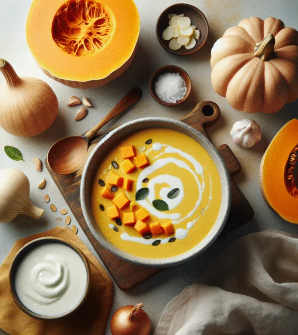 Soupe crémeuse de potimarron et lait de coco