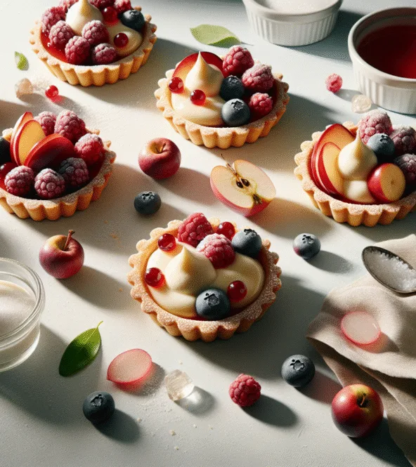 Tartelettes individuelles aux fruits rouges et crème vanille allégée