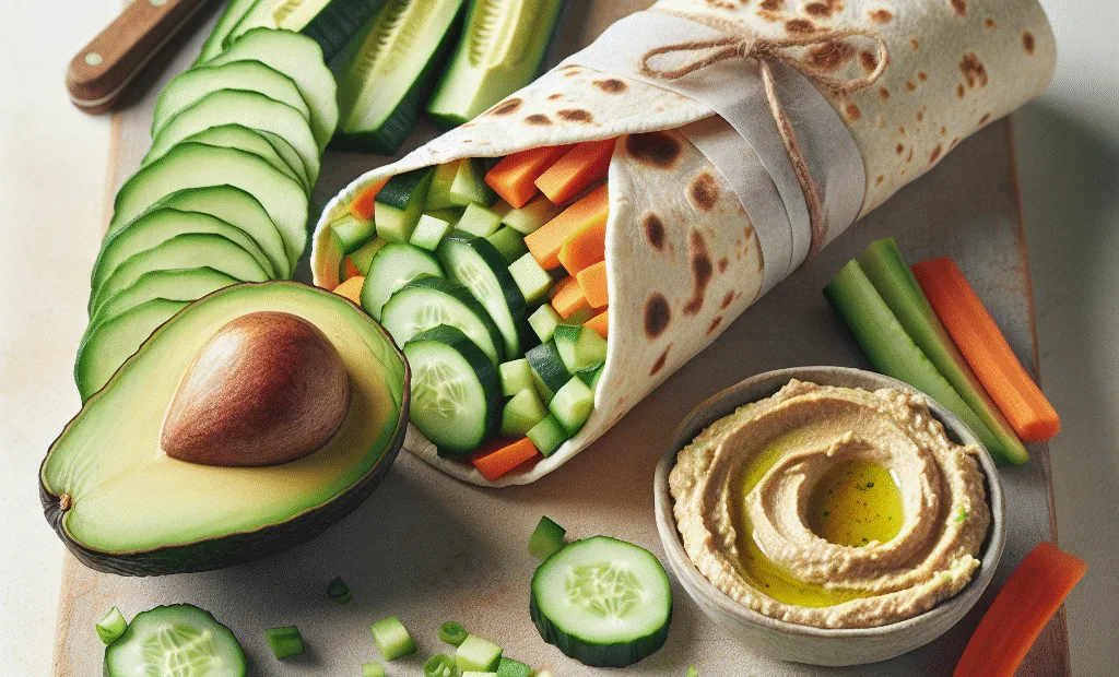Wrap végétarien houmous, crudités et avocat