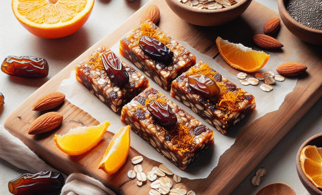 Barres énergétiques maison aux dattes, flocons d'avoine et zeste d'orange