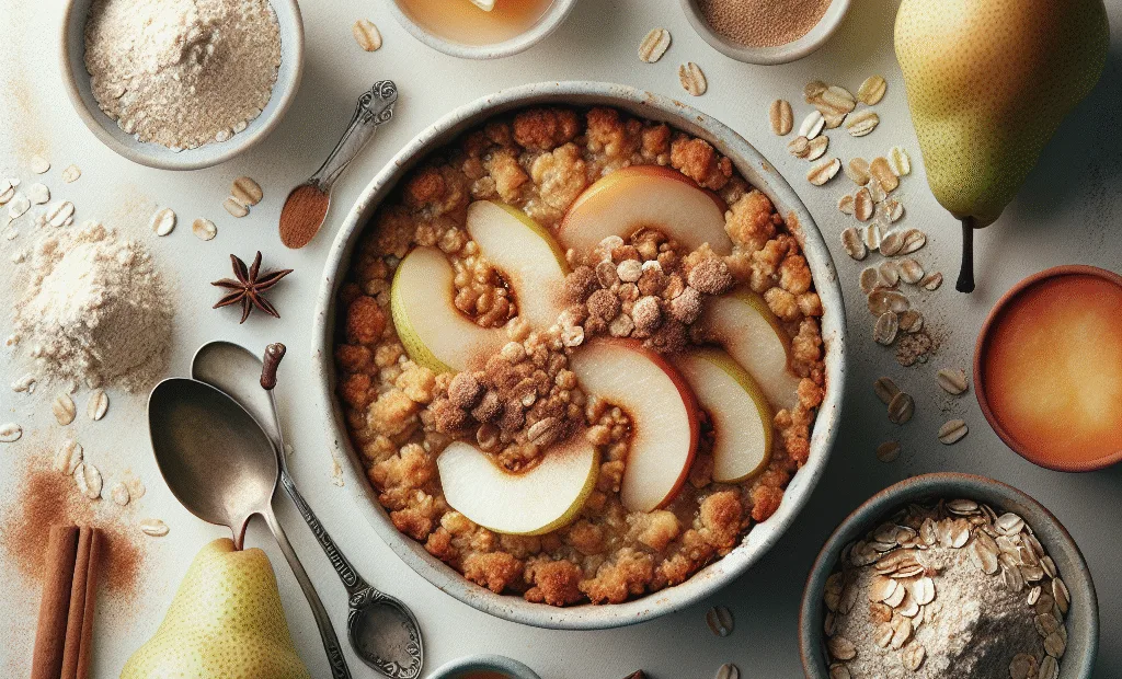 Crumble de poires et avoine à la cannelle (sans sucre ajouté)