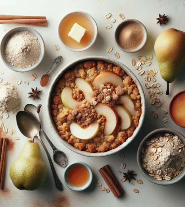 Crumble de poires et avoine à la cannelle (sans sucre ajouté)