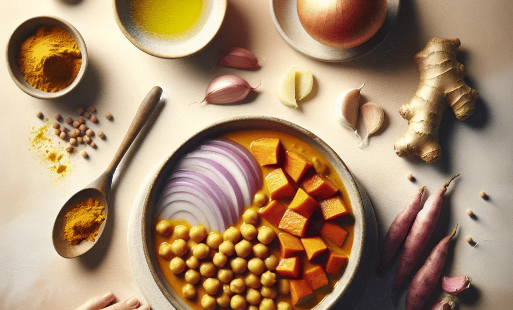Curry de pois chiches et patate douce au lait de coco léger