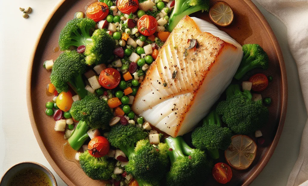 Dos de Cabillaud Rôti, Taboulé de Brocoli et Sauce Vierge Légère