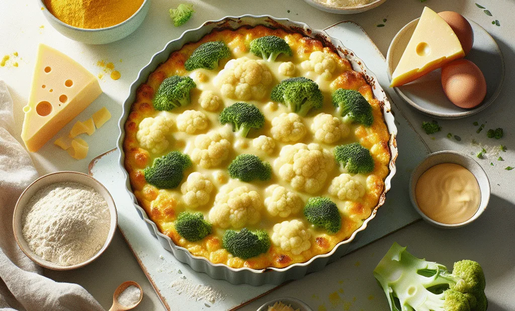 Gratin de chou-fleur et brocoli au curcuma, gratiné léger