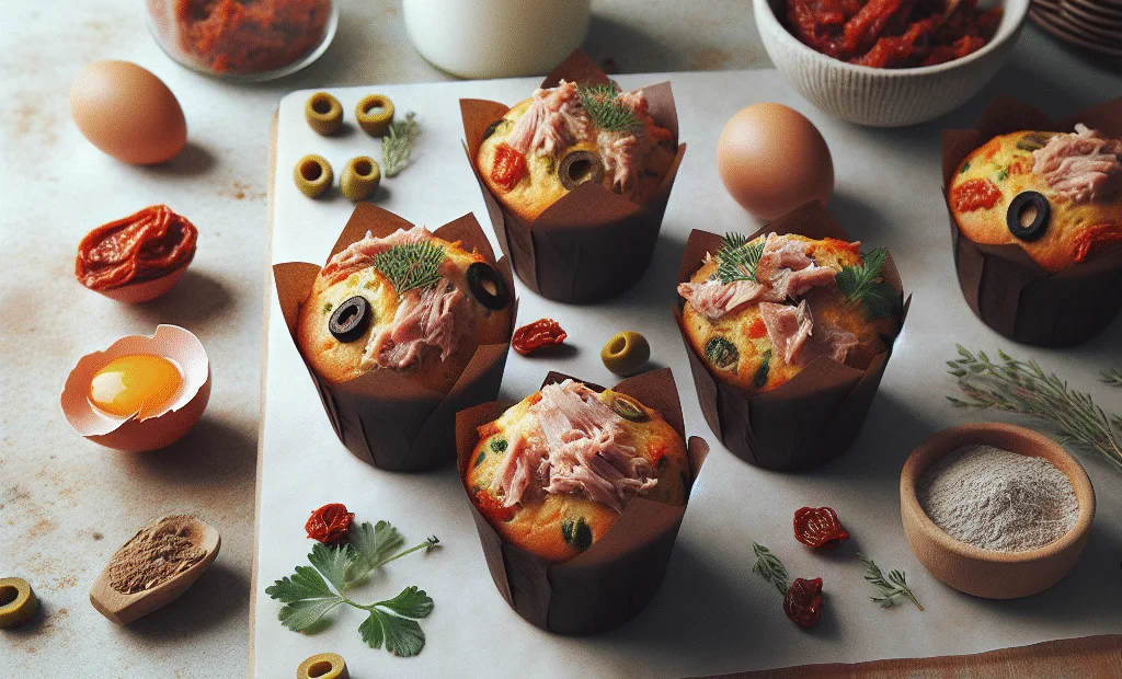 Muffins Salés au Thon, Olives et Tomates Séchées