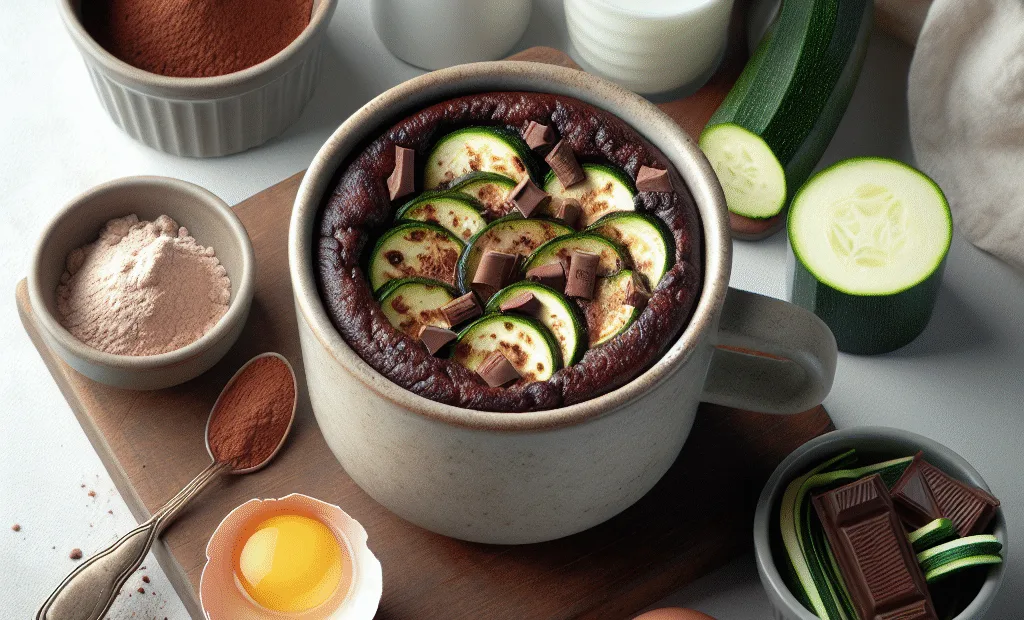 Mug cake protéiné chocolat et courgette (sans sucre)
