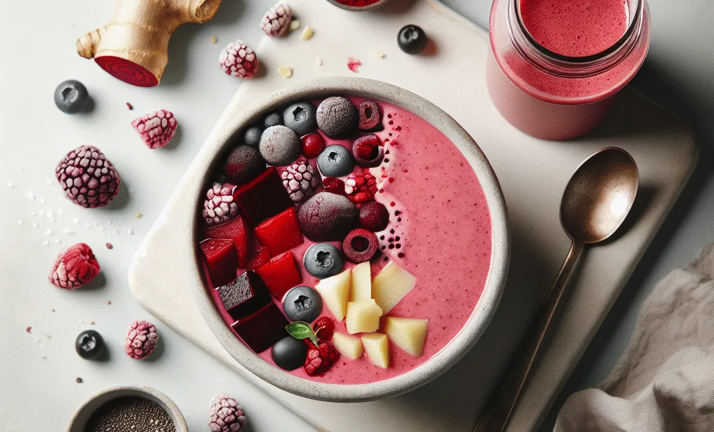 Smoothie détox aux fruits rouges, betterave et gingembre