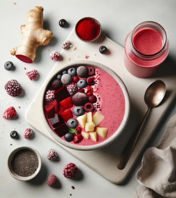 Smoothie détox aux fruits rouges, betterave et gingembre