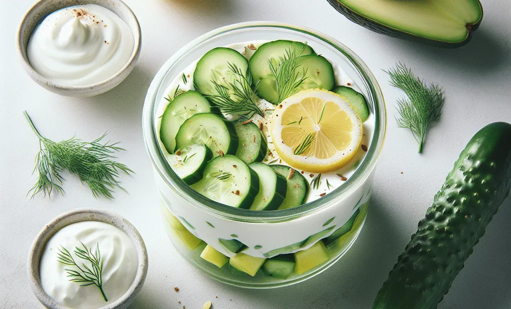 Verrine fraîcheur avocat, concombre et yaourt grec à l'aneth