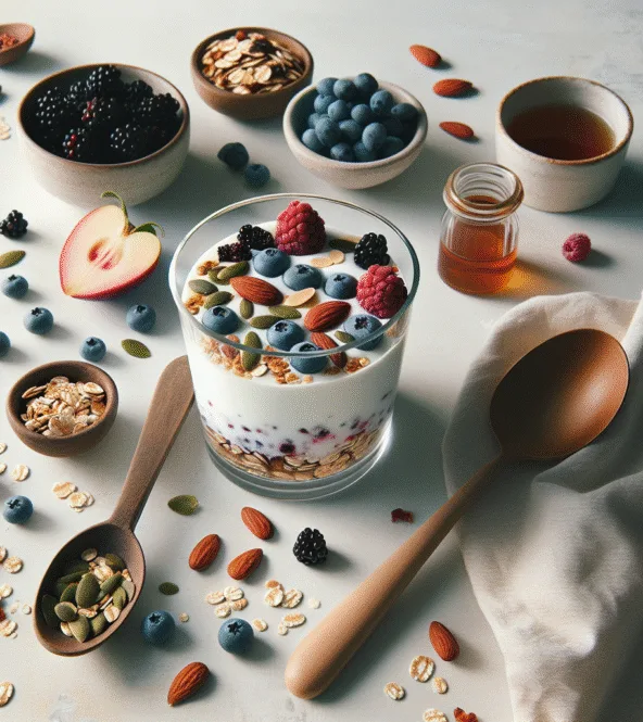 Verrine de skyr aux fruits des bois et granola maison allégé