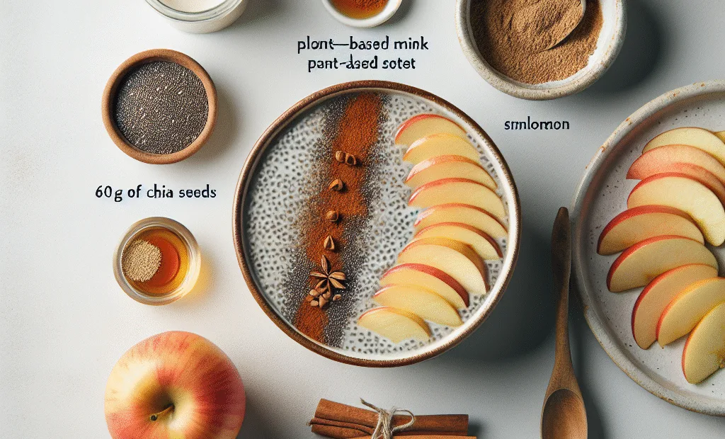 Chia pudding saveur chai et compote de pommes