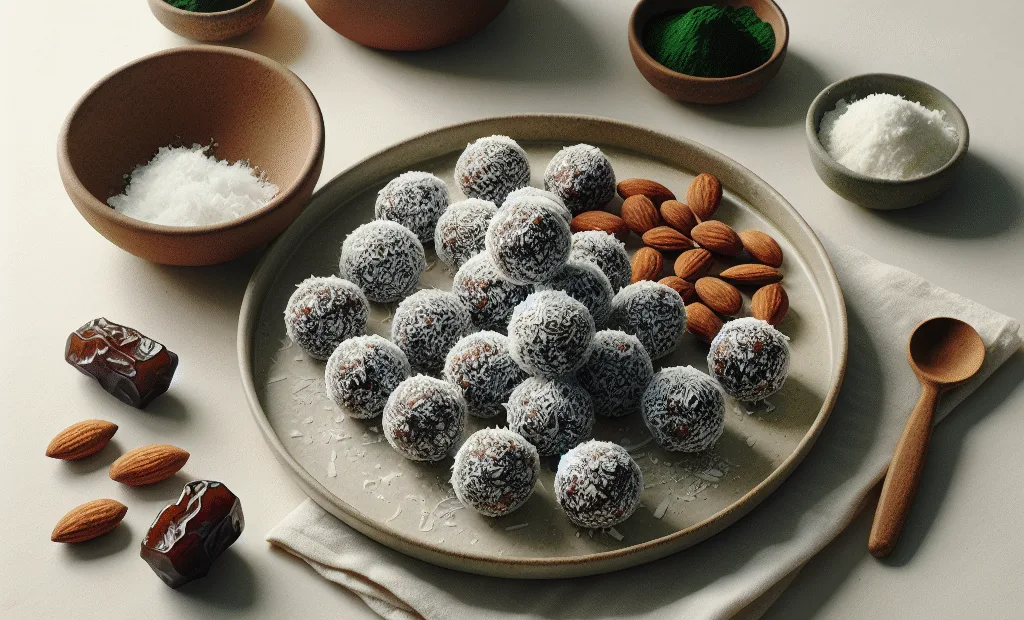 Energy bites coco, dattes et spiruline