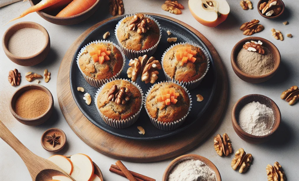 Muffins protéinés aux carottes, noix et épices douces