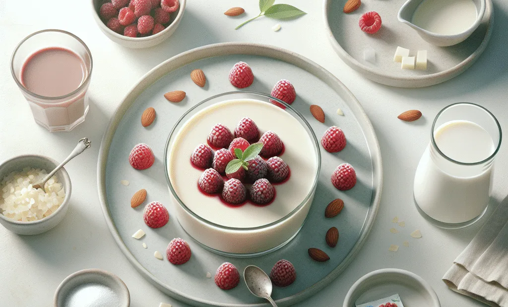 Panna Cotta légère au lait d'amande et coulis de framboise