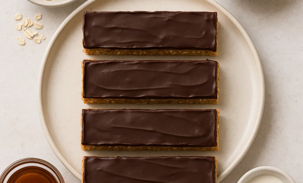 Barre protéinée maison chocolat noir, avoine et beurre de cacahuète