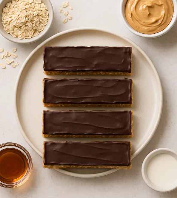 Barre protéinée maison chocolat noir, avoine et beurre de cacahuète