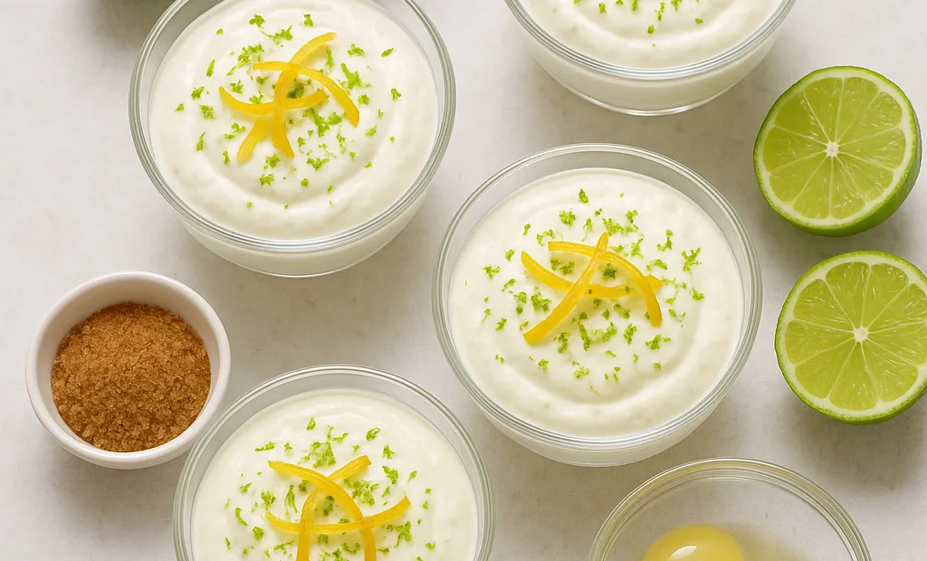 Mousse de yaourt grec au citron vert et zestes confits