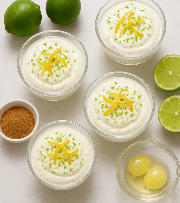 Mousse de yaourt grec au citron vert et zestes confits